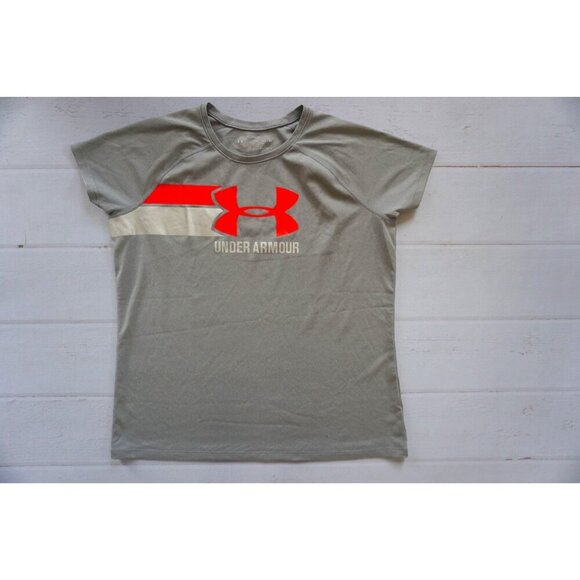 Under Armour Girl’s Gray Heatgear Short Sleeve Shirt - Size XL - Picture 1 of 6